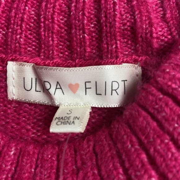 Ultra Flirt NWT hot pink mock neck sweater with butterfly design. - Picture 5 of 11